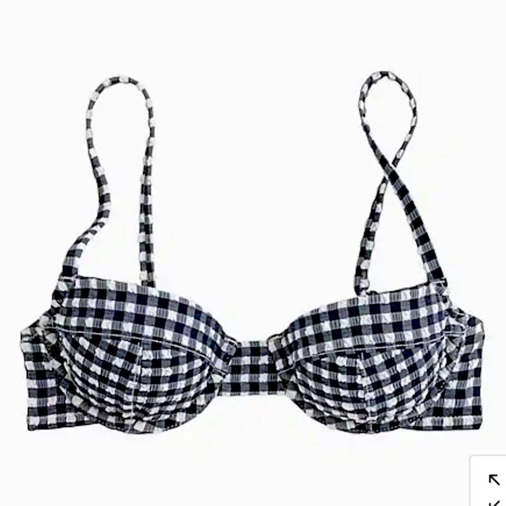 J Crew Gingham Underwire Bikini Top 32C NWT